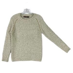 NWOT QED LONDON Sweater S Silver Gold Tinsel Fluffy Gold Chain Long-Sleeve